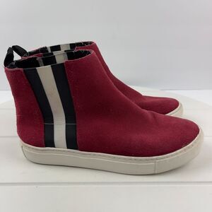 Jane and the Shoe Womens Size 6 Red Suede Leather Elastic Pull on Sneakers
